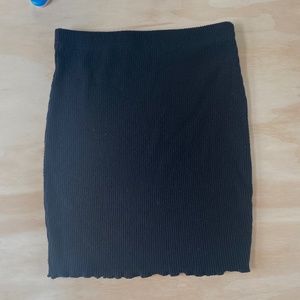 Black Ribbed Pencil Skirt-XS
